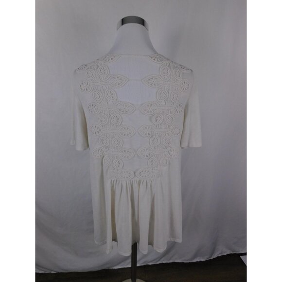 Lace Up Tassel Crochet Peasant Shirt Womens Large White Tunic Boho - Picture 5 of 11